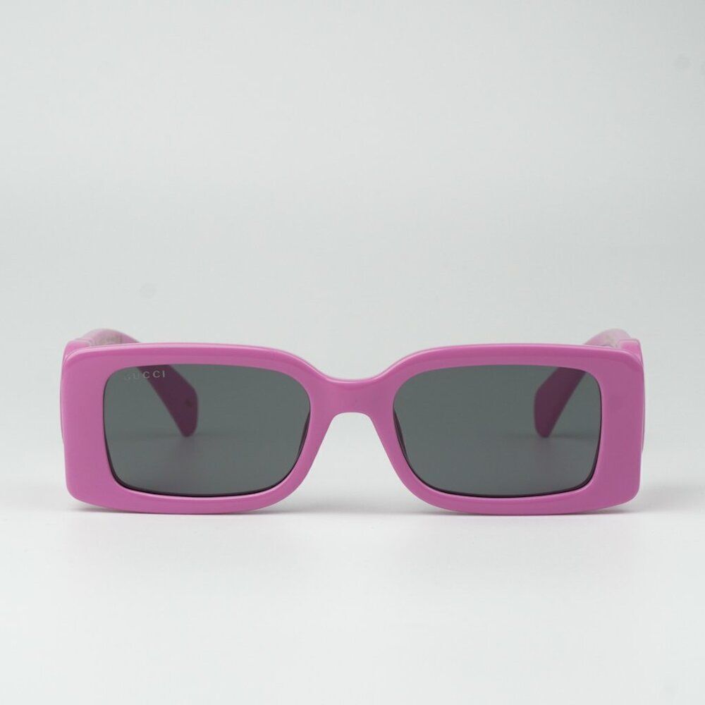 NEW Gucci GG1325S 006 Pink Grey Rectangle Unisex Sunglasses GG 1325S - Picture 3 of 10